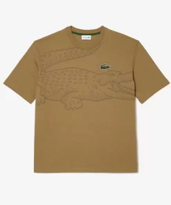 Lacoste T-Shirts-Men'S Round Neck Loose Fit Crocodile Print T-Shirt