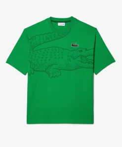 Lacoste T-Shirts-Men'S Round Neck Loose Fit Crocodile Print T-Shirt