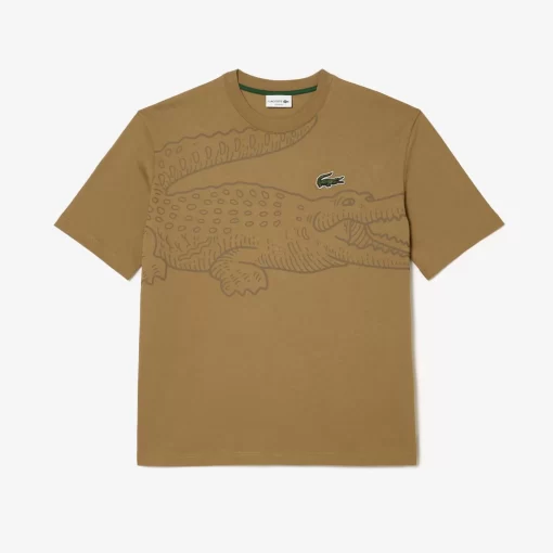 Lacoste T-Shirts-Men'S Round Neck Loose Fit Crocodile Print T-Shirt