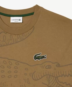 Lacoste T-Shirts-Men'S Round Neck Loose Fit Crocodile Print T-Shirt