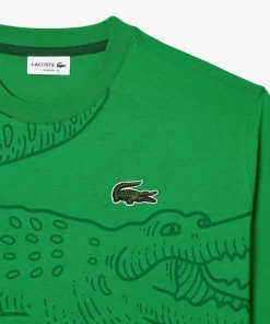 Lacoste T-Shirts-Men'S Round Neck Loose Fit Crocodile Print T-Shirt