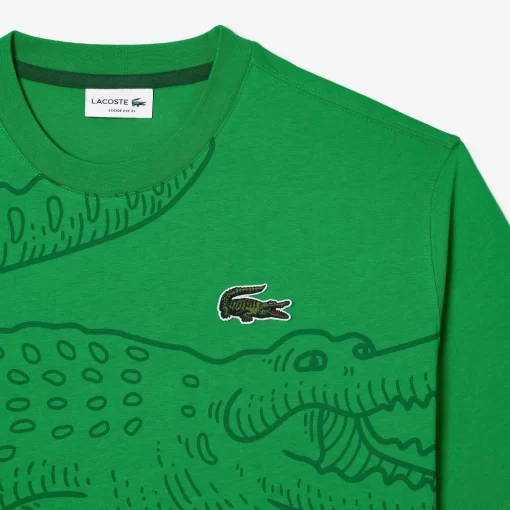 Lacoste T-Shirts-Men'S Round Neck Loose Fit Crocodile Print T-Shirt