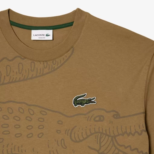 Lacoste T-Shirts-Men'S Round Neck Loose Fit Crocodile Print T-Shirt