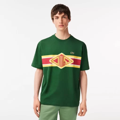 Lacoste T-Shirts-Men'S Round Neck Loose Fit Printed T-Shirt