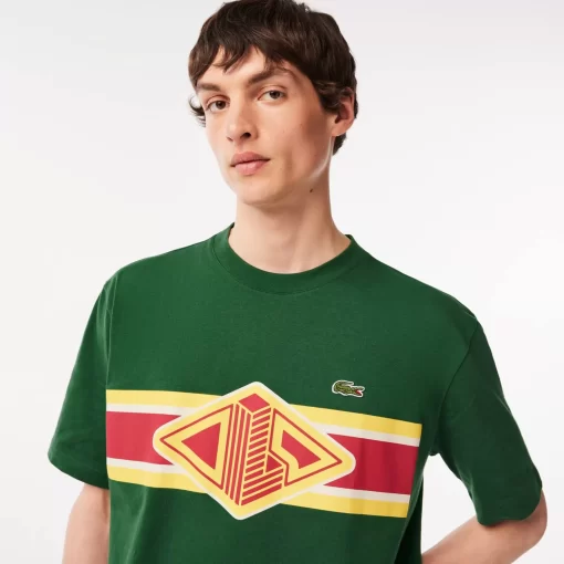 Lacoste T-Shirts-Men'S Round Neck Loose Fit Printed T-Shirt