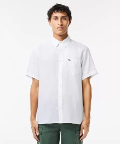 Lacoste Shirts-Men'S Short Sleeve Linen Shirt