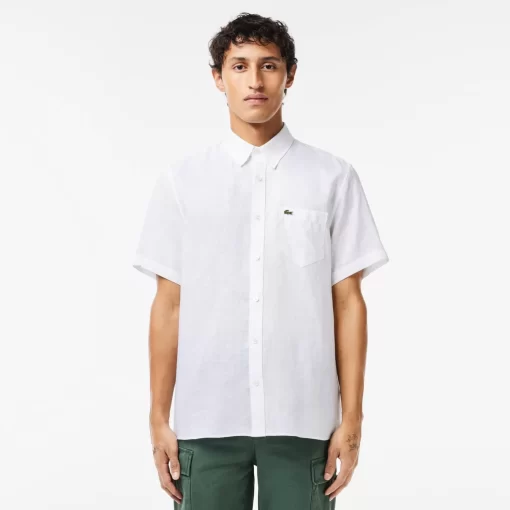 Lacoste Shirts-Men'S Short Sleeve Linen Shirt