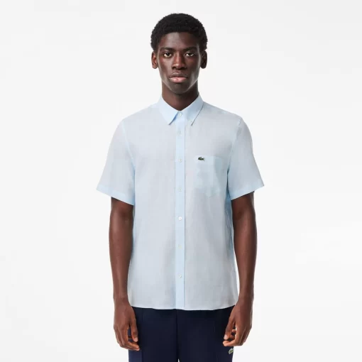 Lacoste Shirts-Men'S Short Sleeve Linen Shirt