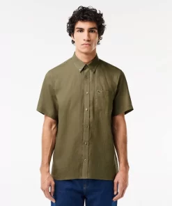 Lacoste Shirts-Men'S Short Sleeve Linen Shirt