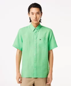 Lacoste Shirts-Men'S Short Sleeve Linen Shirt