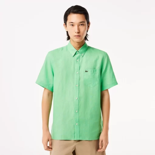 Lacoste Shirts-Men'S Short Sleeve Linen Shirt