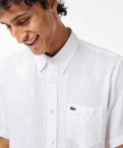 Lacoste Shirts-Men'S Short Sleeve Linen Shirt