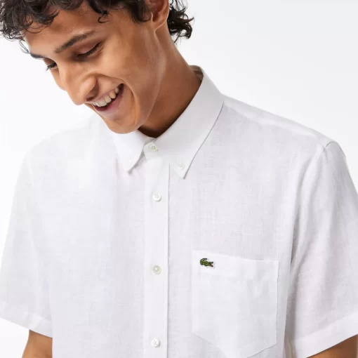 Lacoste Shirts-Men'S Short Sleeve Linen Shirt