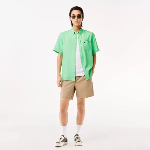 Lacoste Shirts-Men'S Short Sleeve Linen Shirt