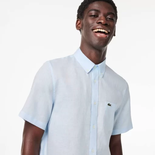 Lacoste Shirts-Men'S Short Sleeve Linen Shirt