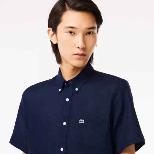 Lacoste Shirts-Men'S Short Sleeve Linen Shirt