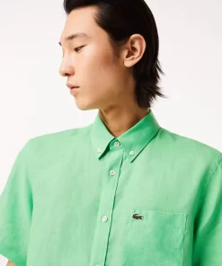 Lacoste Shirts-Men'S Short Sleeve Linen Shirt