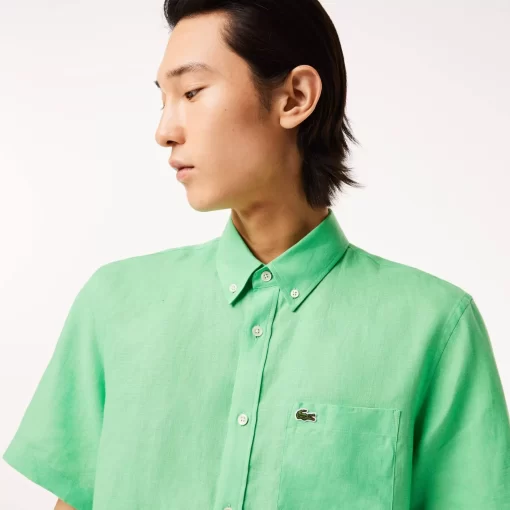 Lacoste Shirts-Men'S Short Sleeve Linen Shirt