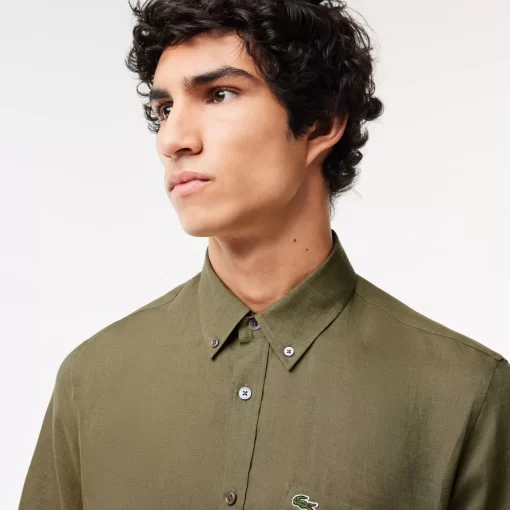 Lacoste Shirts-Men'S Short Sleeve Linen Shirt