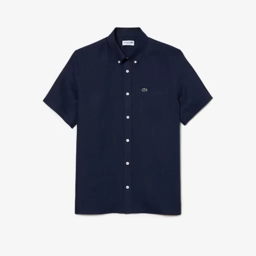 Lacoste Shirts-Men'S Short Sleeve Linen Shirt