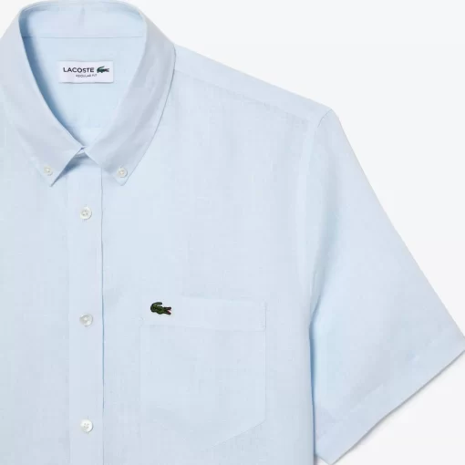 Lacoste Shirts-Men'S Short Sleeve Linen Shirt