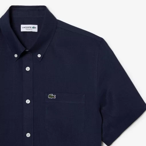 Lacoste Shirts-Men'S Short Sleeve Linen Shirt