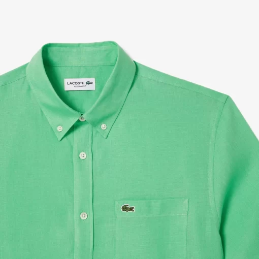 Lacoste Shirts-Men'S Short Sleeve Linen Shirt