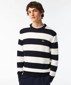 Lacoste Knitwear-Men'S Striped Organic Cotton Jersey Sweater