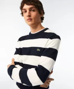 Lacoste Knitwear-Men'S Striped Organic Cotton Jersey Sweater