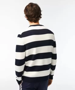 Lacoste Knitwear-Men'S Striped Organic Cotton Jersey Sweater