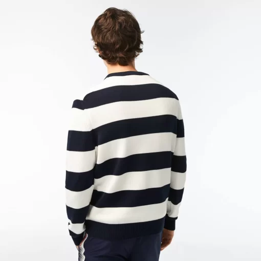 Lacoste Knitwear-Men'S Striped Organic Cotton Jersey Sweater