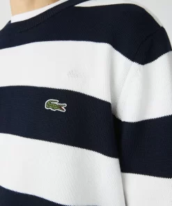 Lacoste Knitwear-Men'S Striped Organic Cotton Jersey Sweater