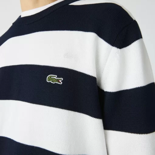 Lacoste Knitwear-Men'S Striped Organic Cotton Jersey Sweater