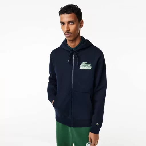 Lacoste Sweatshirts-Men'S Unbrushed Fleece Zipped Hoodie