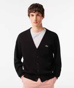 Lacoste Knitwear-Men'S V-Neck Organic Cotton Cardigan