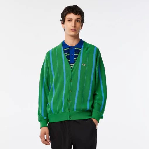 Lacoste Knitwear-Men'S V-Neck Organic Cotton Cardigan