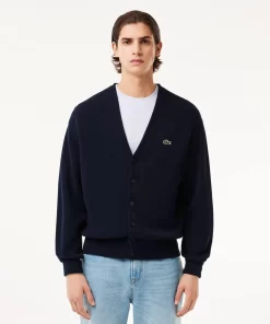 Lacoste Knitwear-Men'S V-Neck Organic Cotton Cardigan