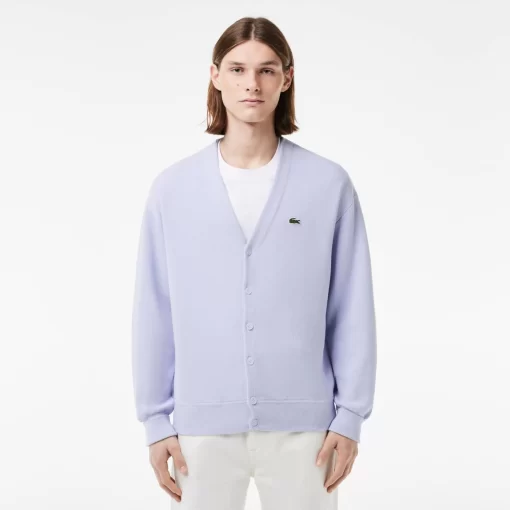 Lacoste Knitwear-Men'S V-Neck Organic Cotton Cardigan