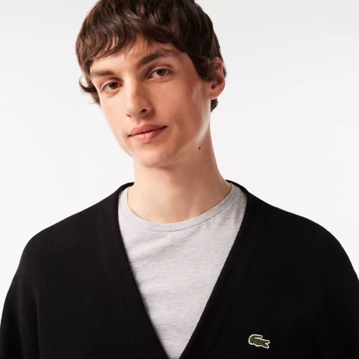 Lacoste Knitwear-Men'S V-Neck Organic Cotton Cardigan