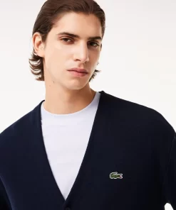 Lacoste Knitwear-Men'S V-Neck Organic Cotton Cardigan