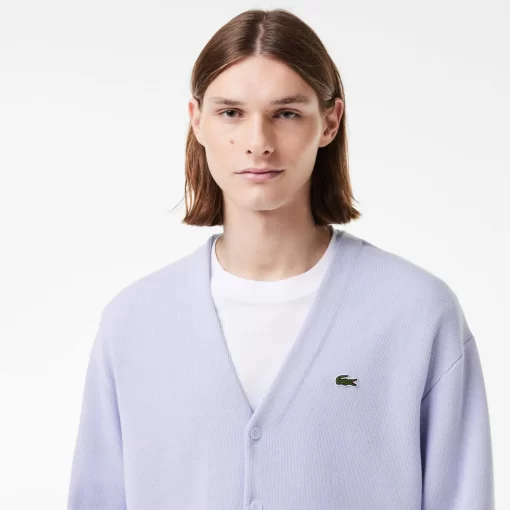 Lacoste Knitwear-Men'S V-Neck Organic Cotton Cardigan