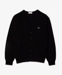 Lacoste Knitwear-Men'S V-Neck Organic Cotton Cardigan