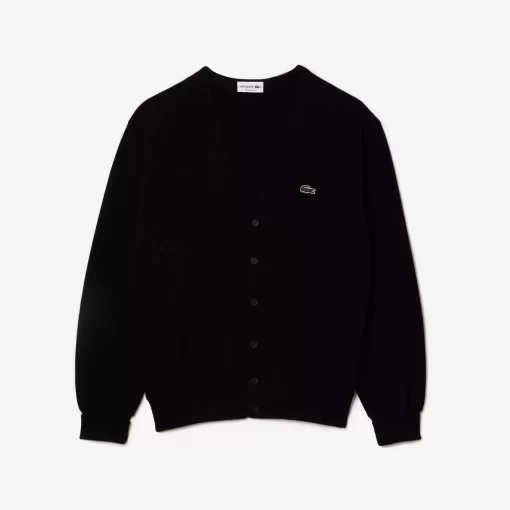 Lacoste Knitwear-Men'S V-Neck Organic Cotton Cardigan