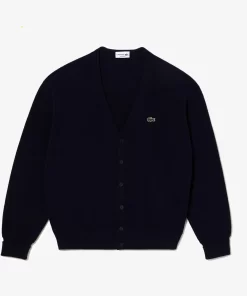 Lacoste Knitwear-Men'S V-Neck Organic Cotton Cardigan