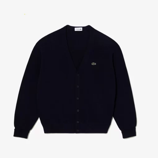 Lacoste Knitwear-Men'S V-Neck Organic Cotton Cardigan