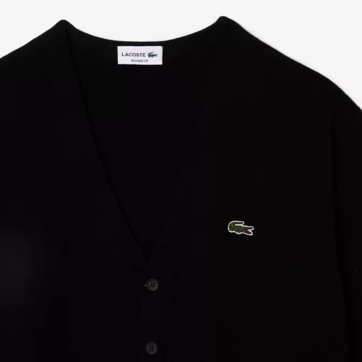 Lacoste Knitwear-Men'S V-Neck Organic Cotton Cardigan