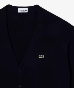 Lacoste Knitwear-Men'S V-Neck Organic Cotton Cardigan