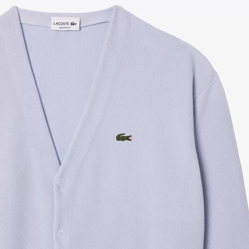 Lacoste Knitwear-Men'S V-Neck Organic Cotton Cardigan