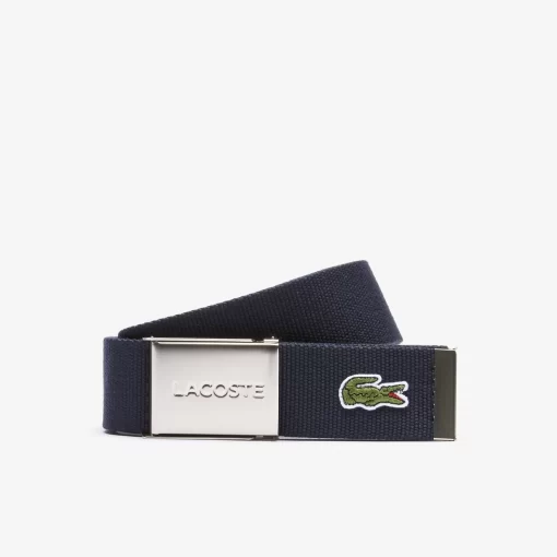 Lacoste Belts-Men'S Made In France Engraved Buckle Woven Fabric Belt