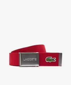 Lacoste Belts-Men'S Made In France Engraved Buckle Woven Fabric Belt